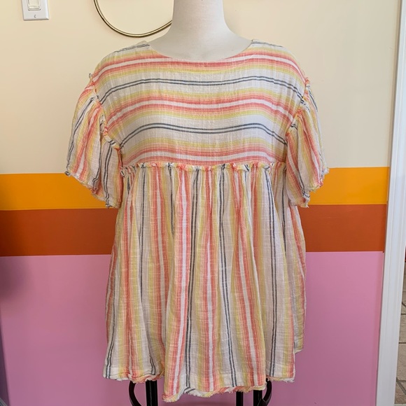 free people SUMMER NIGHTS striped tunic . - Picture 5 of 8